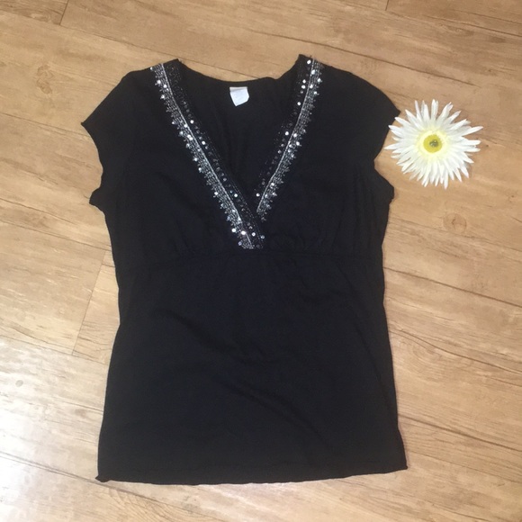 Clue Tops - Bundle only-final sale Black VNeck Tee w/ sequins